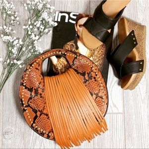 Infinity Raine Bags - LAST ONE! Brown Snake Print Fringe Handbag Infinity Raine Bags - LAST ONE! Brown Snake Print Fringe Handbag